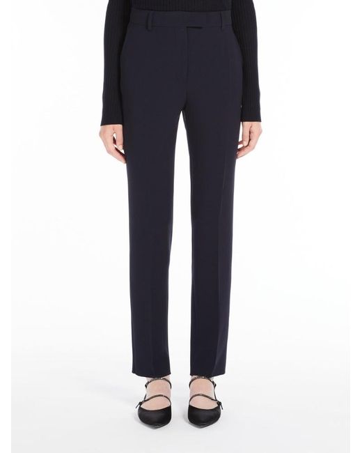 Max Mara Blue Straight Pleated Casual Pants