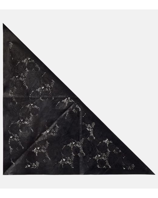 Magda Butrym Black Floral Perforated Leather Scarf