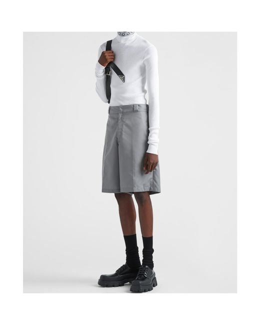 Prada Gray Re-Nylon Bermudas for men