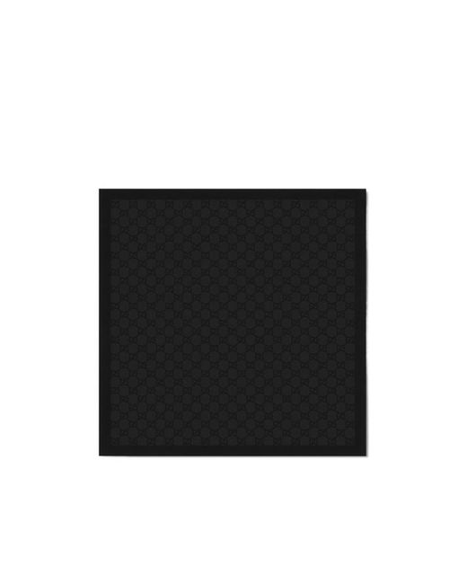 Gucci Black Gg Silk Cotton Pocket Square for men