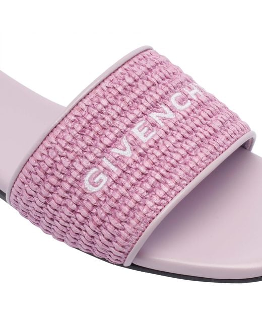Givenchy Purple 4G Raffia Flat Mules