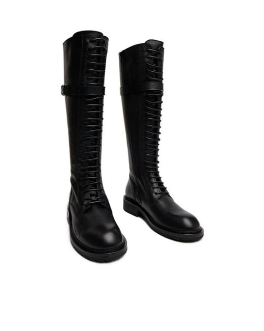 Ann Demeulemeester Black Knee-High Boots With Buckle