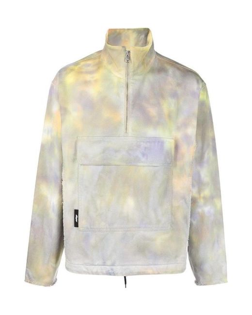 MSGM White Half-Zip Tie-Dye Sweatshirt for men