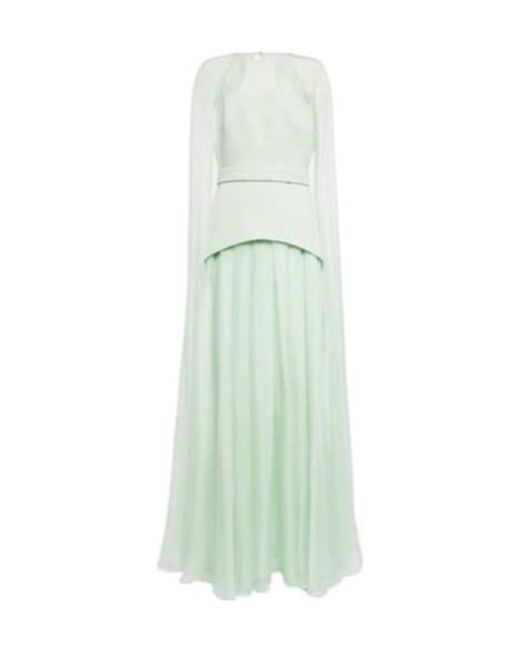 Safiyaa Green Gloria Silk And Crepe Gown
