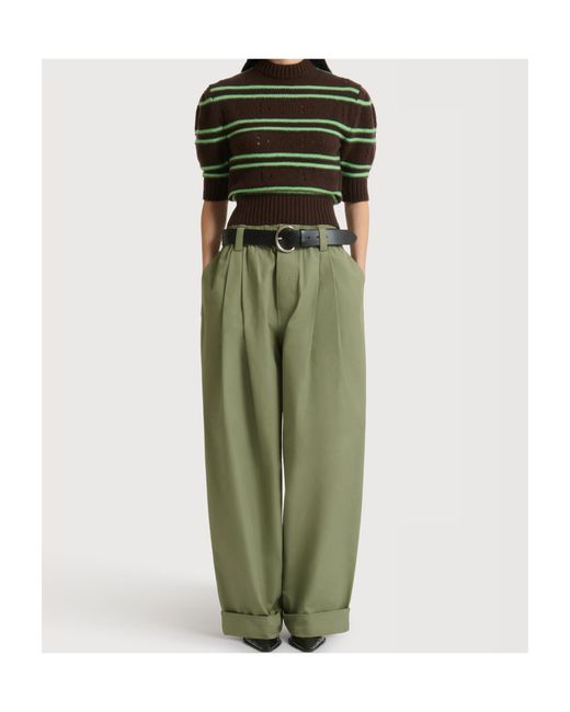 Marni Green Canvas Trousers With Pleats