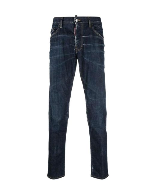 DSquared² Blue Dark Clean Wash Skater Jeans for men