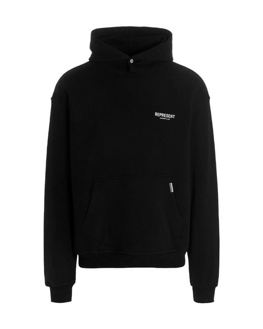 Represent Black Logo-Print Hoodie for men