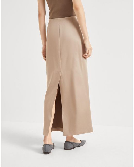 Brunello Cucinelli Natural High-Waist Skirt