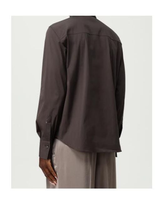 Brunello Cucinelli Brown Long-Sleeve Collared Shirt