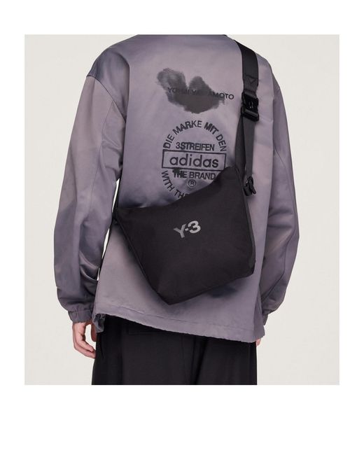 Y-3 Black Logo Printed Small Crossbody Bag for men