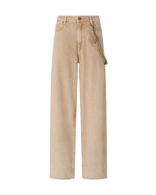 Pinko Natural Chain Detail Straight-Leg Jeans