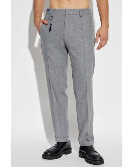 Paul & Shark Gray Drawstring Shark-Detail Trousers for men