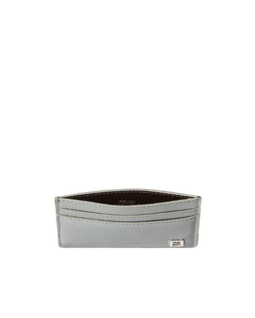 Fendi Gray Ff Squared Card Holder for men