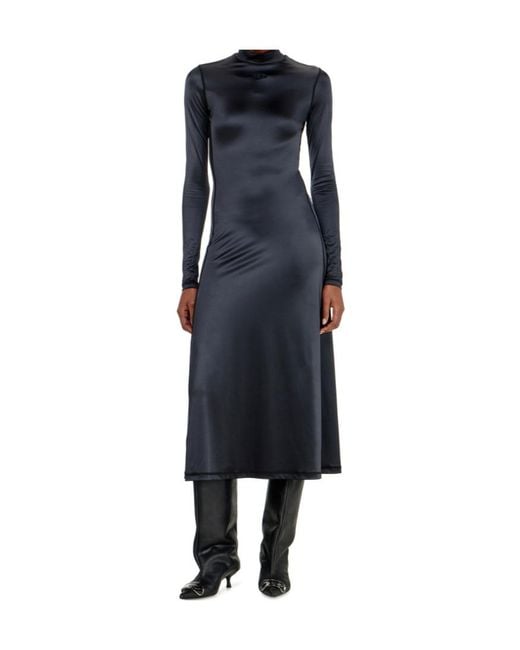 DIESEL Blue Turtleneck Fluid Midi Dress
