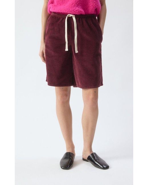 American Vintage Red Padow Corduroy Drawstring Shorts
