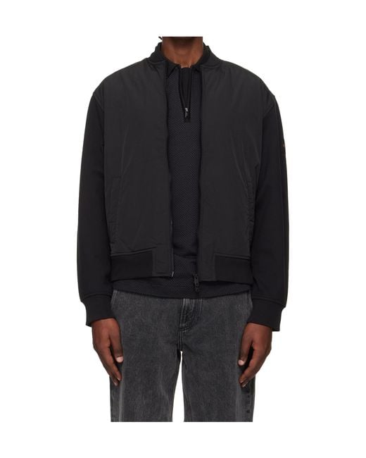 Boss Black Logo-Patterned Bomber Casual Jacket for men
