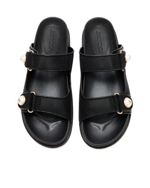 Jimmy Choo Black Round-Toe Slippers