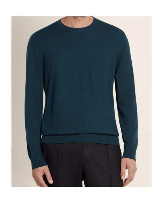 Zegna Blue Dark Vellus Aureum Crewneck for men