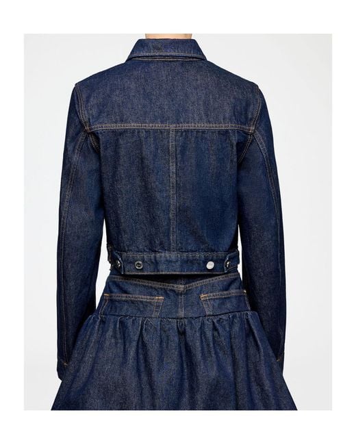 Ganni Blue Cropped Denim Jacket