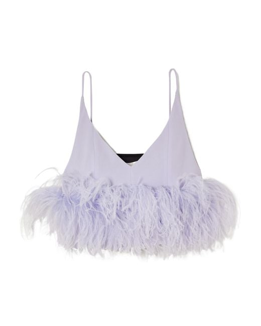 16Arlington Purple Poppy Feather-Trimmed Crepe Camisole