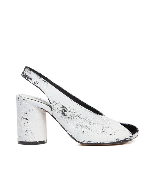 MM6 by Maison Martin Margiela White Peep Toe Slingback Sandals
