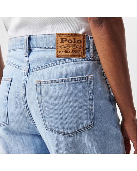 Polo Ralph Lauren Blue Wide-Leg Faded Denim Trousers