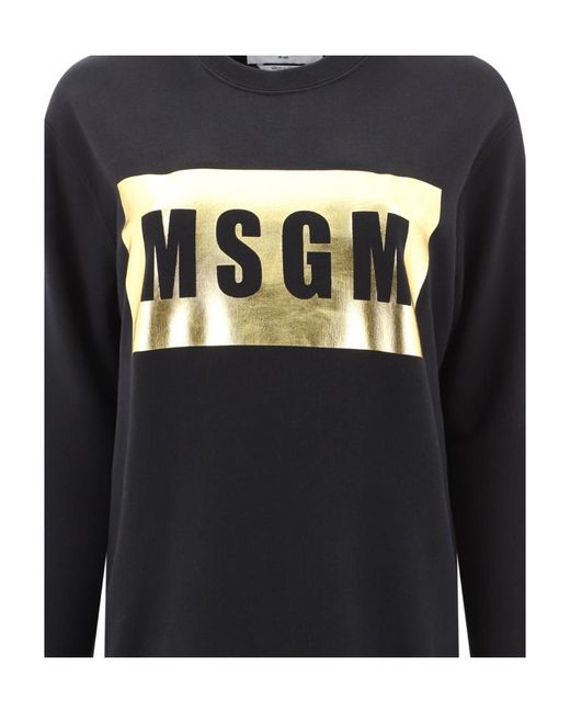 MSGM Black Metallic Logo Print Sweatshirt