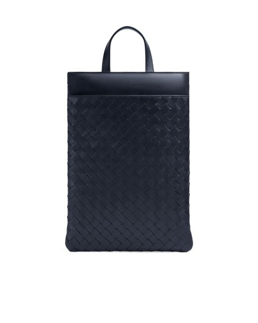 Bottega Veneta Blue Intrecciato Laptop Case With Handle for men