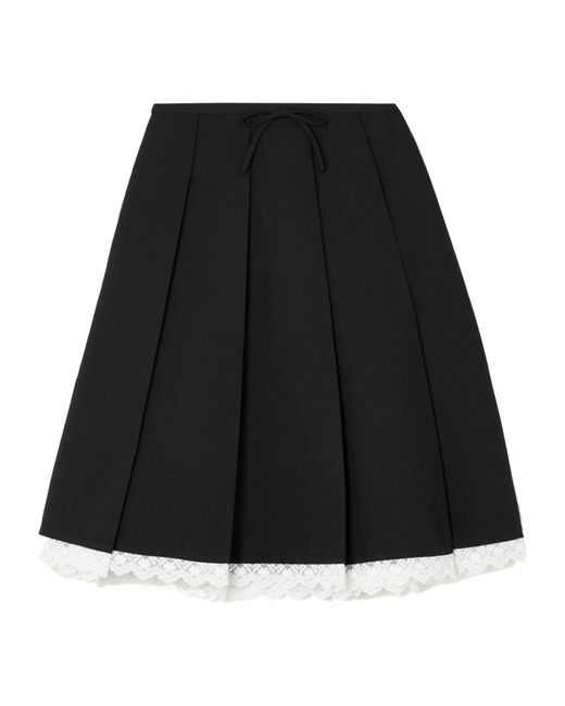 ShuShu/Tong Black Lace-Trimmed Midi Skirt