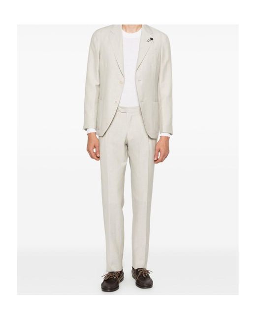 Lardini White Notched-Lapel Single-Breasted Suit