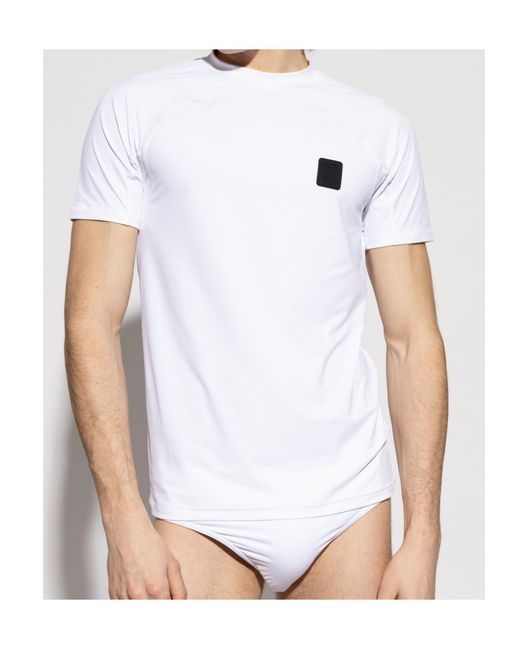 Balmain White Logo-Patch T-Shirt for men