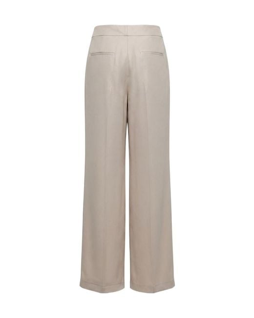Peserico Natural Pleated Straight-Leg Pants