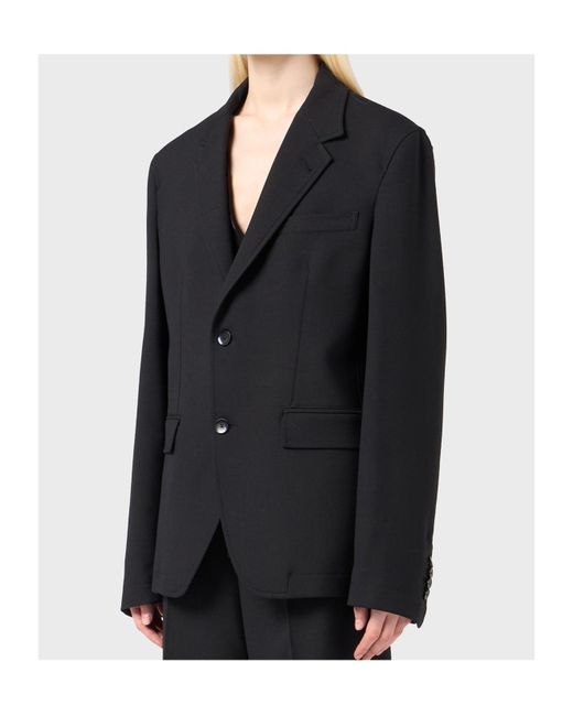 Blumarine Black Lettering-Print Single-Breasted Blazer