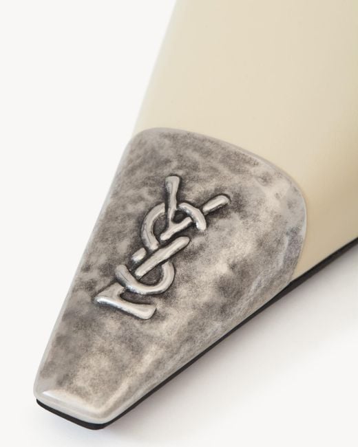 Saint Laurent White Jeanne Slingback Pumps