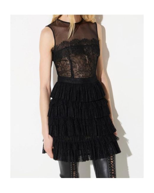 Elisabetta Franchi Black Floral Lace Mini Dress