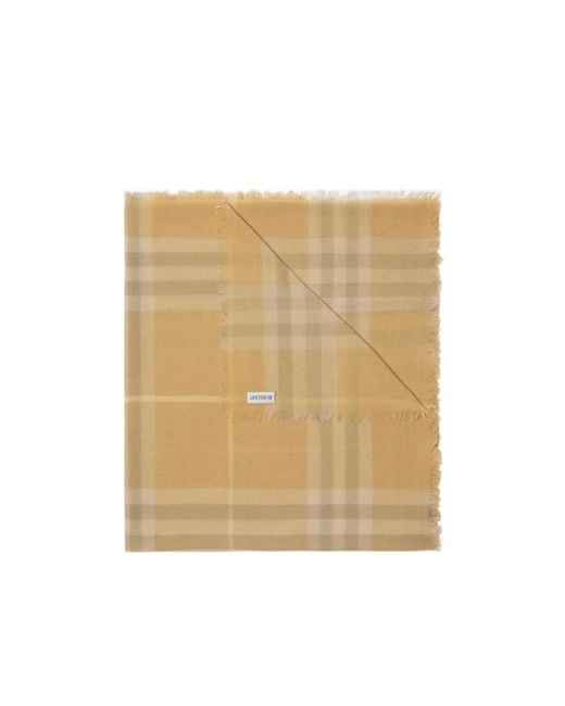 Burberry Natural Vintage Check Fringed-Edge Scarf