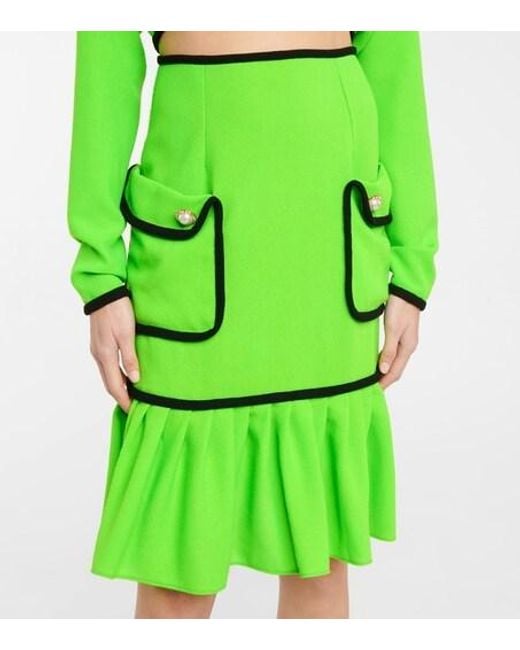 Rodarte Green Embellished Wool Midi Skirt