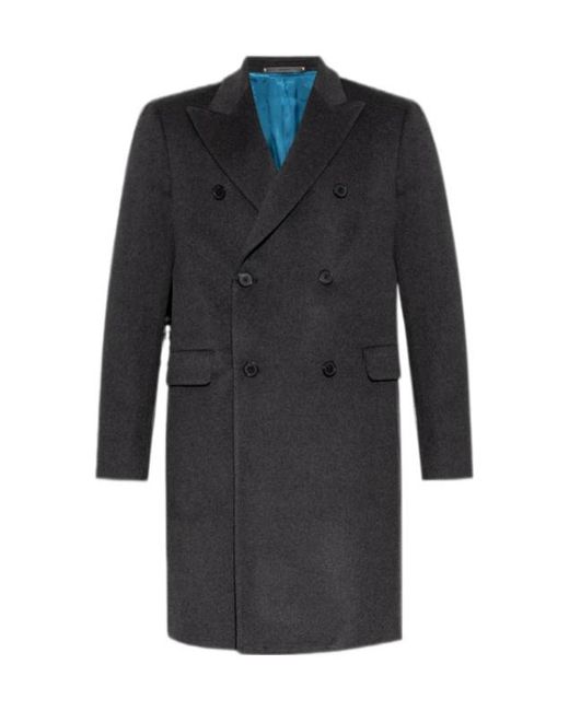 Paul Smith Blue Double-Breasted Straight Hem Overcoat for men