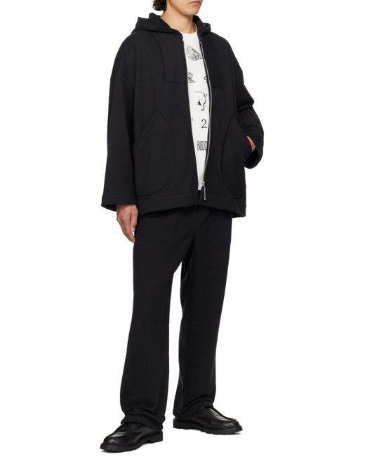 Bode Black Elastic Waist Sweatpants for men