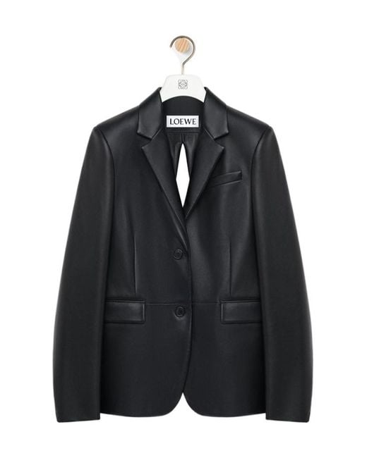Loewe Black Single-Breasted Leather Jacket