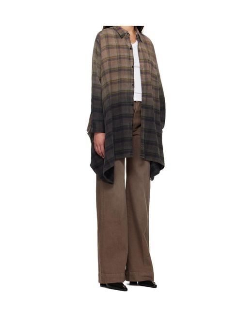 R13 Brown Lapel Long-Sleeved Shirt