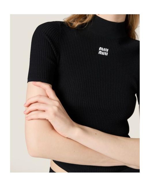 Miu Miu Black Viscose Turtleneck Sweater
