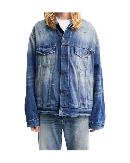 Acne Blue Distressed Denim Jacket for men