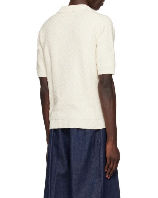 Maison Margiela White Short-Sleeved Knitted Polo-Shirt