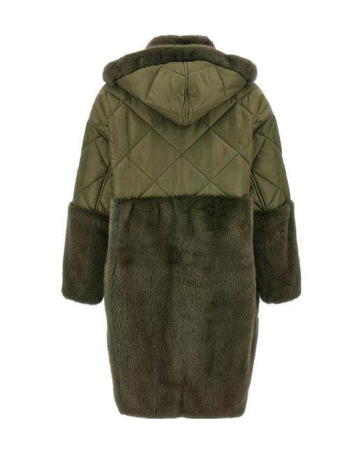 Blancha Green Long-Sleeved Spliced Coat