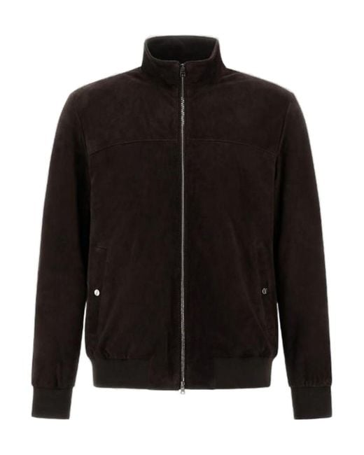 Herno Black Zip-Up High Neck Jacket for men