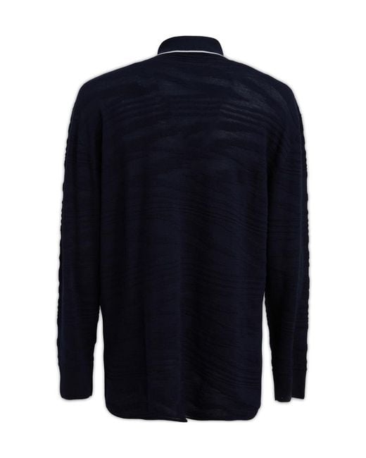 Missoni Blue Contrasting-Trim Wool-Blend Shirt for men