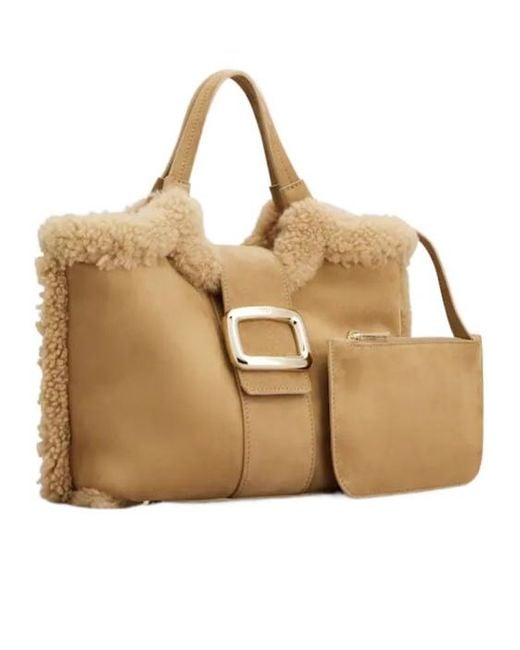 Roger Vivier Natural Logo-Engraved Tote Bag