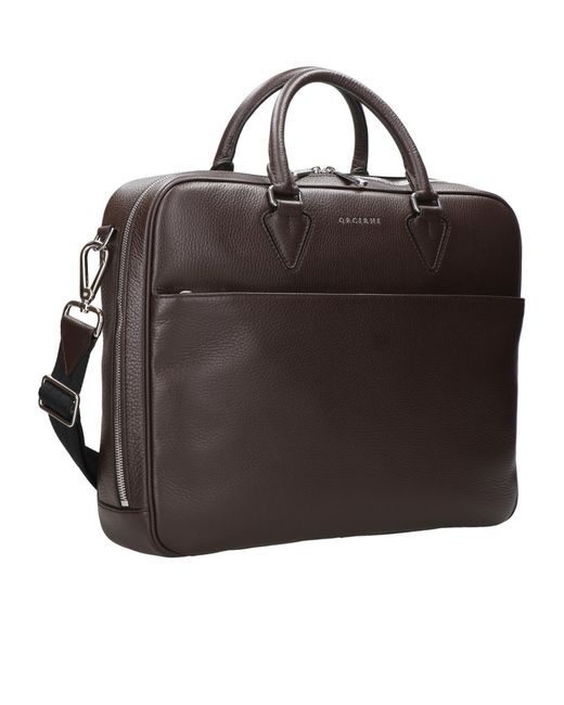 Orciani Brown Top Handle Briefcase for men