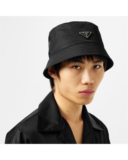 Prada Black Nylon Bucket Hat for men